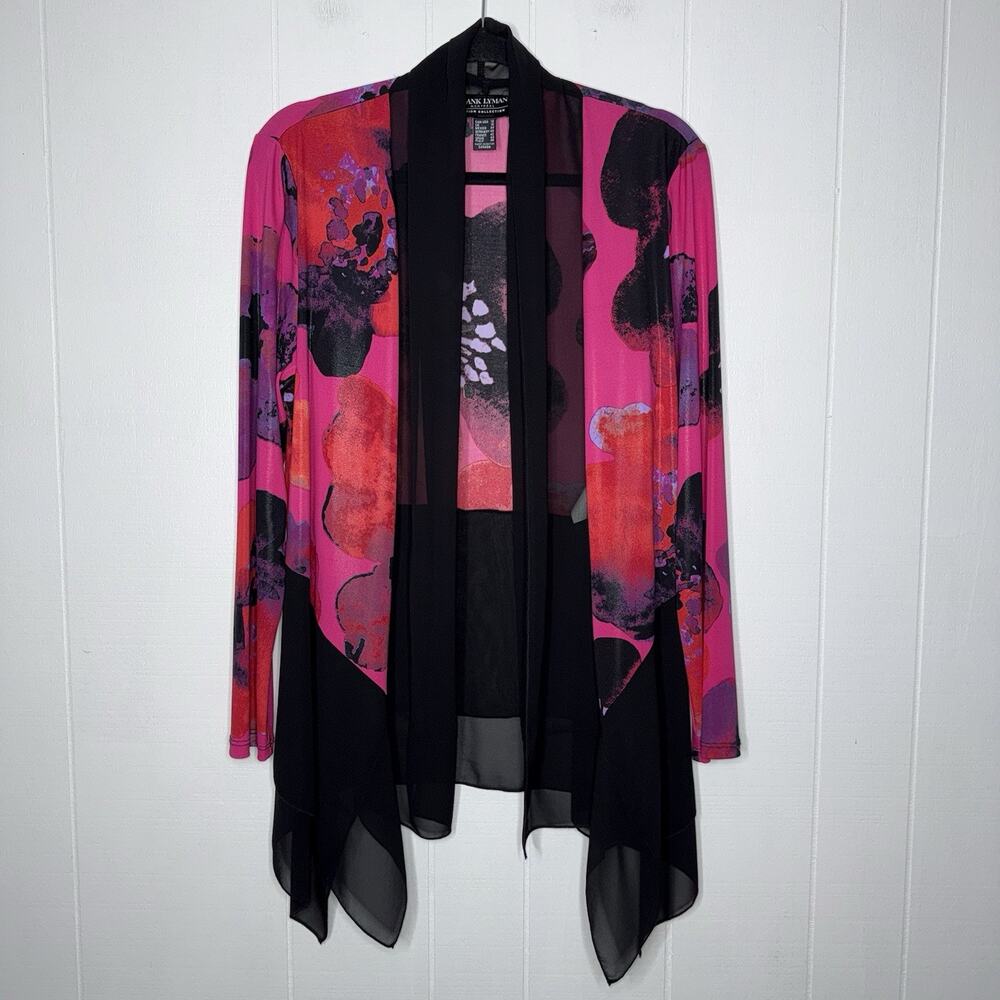 Frank Lyman Montreal Women’s Floral Sheer Open Front Cardigan Jacket Pink 12